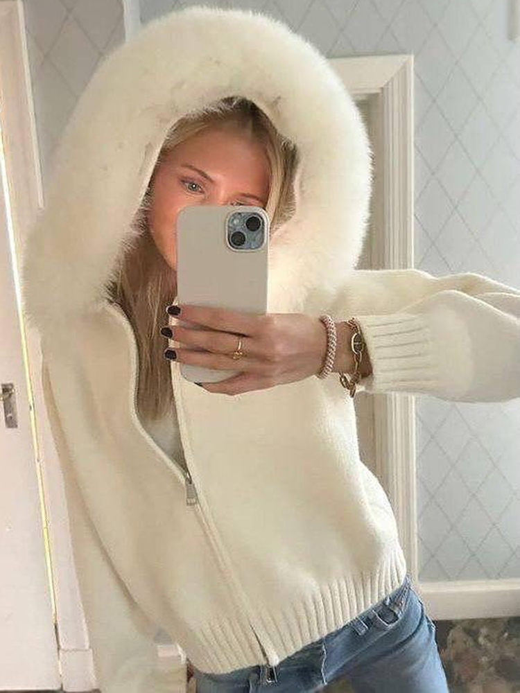 Ribbed Knit Sweater - Tuularose Winter Female Sweater Hoodie Cardigan