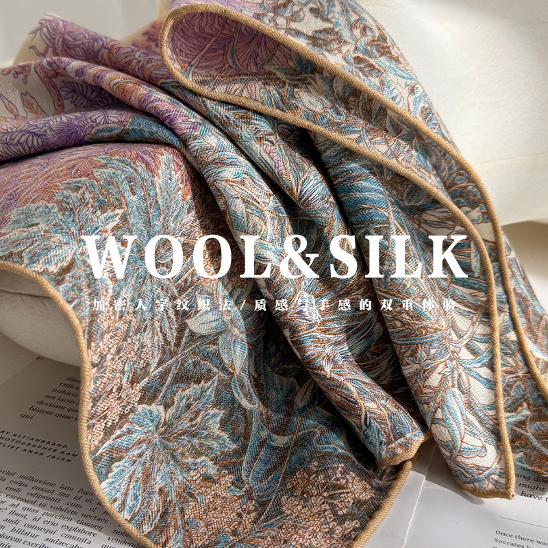 Women'S Fashion Petite - Silk Wool Scarves Woman Foulards Femme