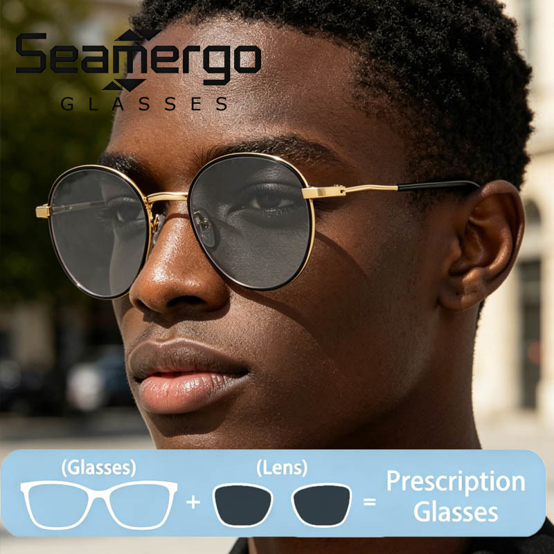 Women'S Fashion Glasses With Clear Lenses - SEAMERGO Round Frame Customized Myopia Women