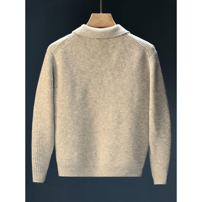 Men Polo Collar Half Button Kn - огляд і ціна Ribbed Knit Sweater