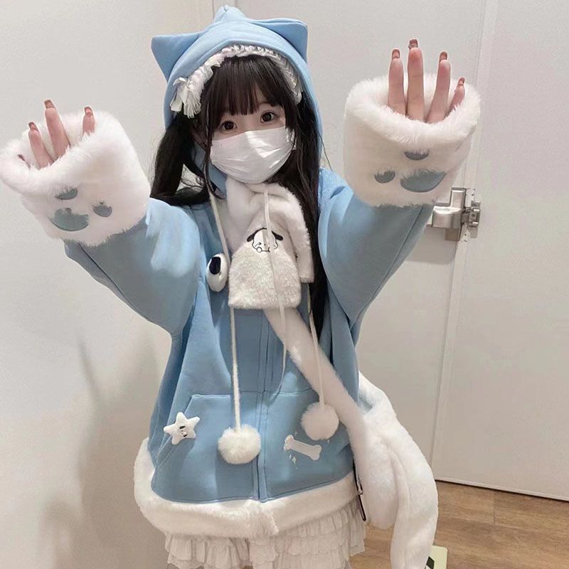 Japanese Cute Anime Embroidery - огляд і ціна Women'S Fashion Zip Up Hoodies
