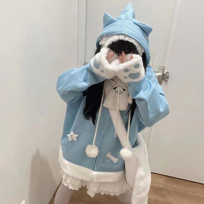 Japanese Cute Anime Embroidery - огляд і ціна Women'S Fashion Zip Up Hoodies