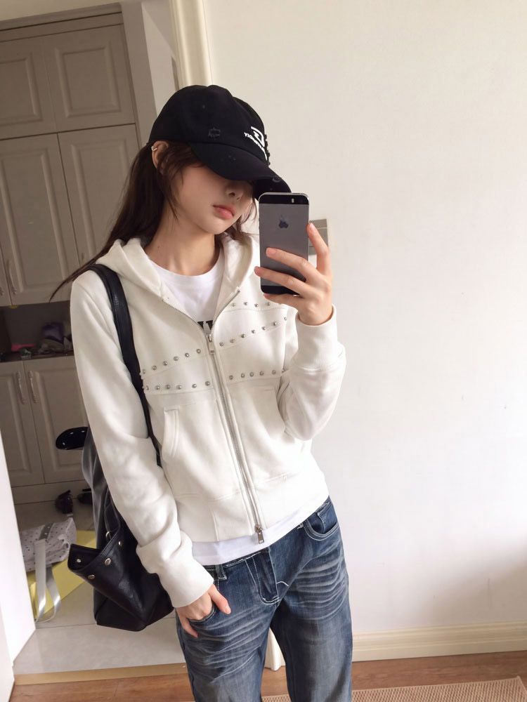 Women's Y2K Studded Rivet Hood - огляд і ціна Women'S Fashion Zip Up Hoodies