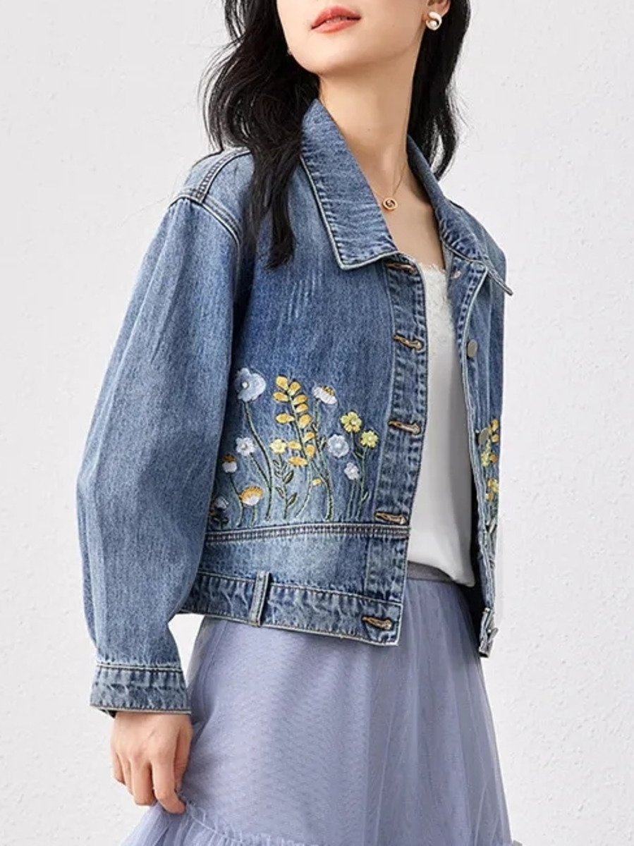 Floral Embroidered Denim Short - огляд і ціна Women Fashion Jeans Top
