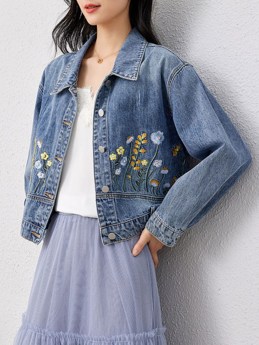 Floral Embroidered Denim Short - огляд і ціна Women Fashion Jeans Top