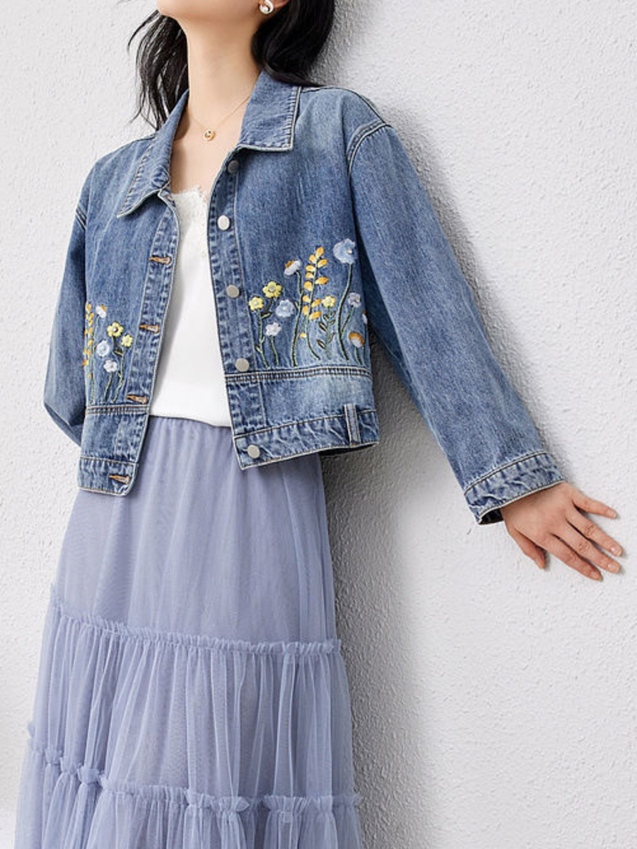Floral Embroidered Denim Short - огляд і ціна Women Fashion Jeans Top