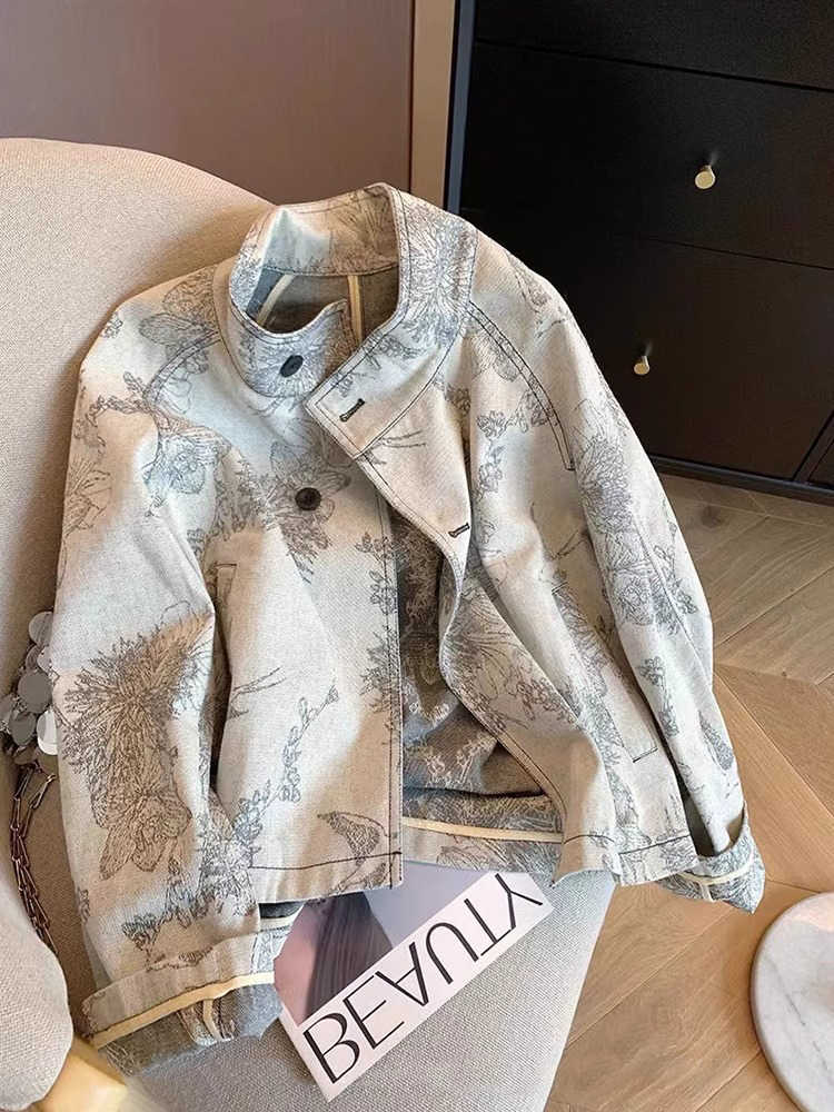 Women Light Grey Print Denim J - огляд і ціна Women Fashion Jeans Top