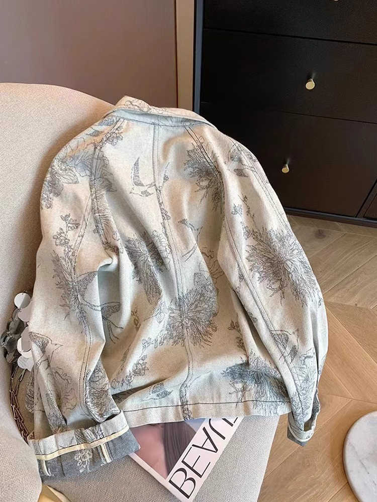 Women Light Grey Print Denim J - огляд і ціна Women Fashion Jeans Top