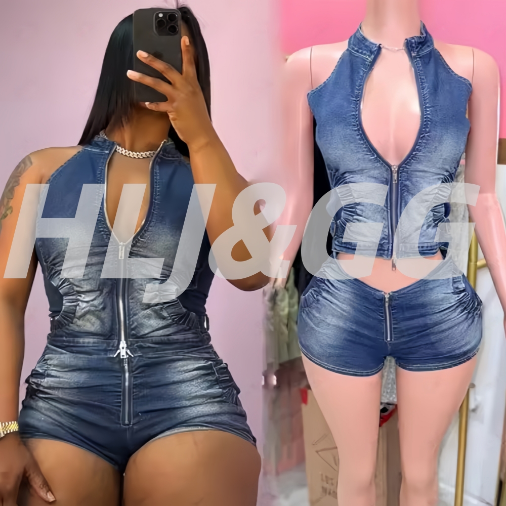 HLJ&GG Blue Fashion Denim Halt - огляд і ціна Women Fashion Jeans Top