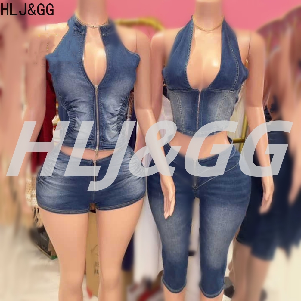 HLJ&GG Blue Fashion Denim Halt - огляд і ціна Women Fashion Jeans Top