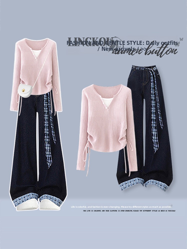 Korean Style High Waist Knitte - огляд і ціна Women Fashion Jeans Top