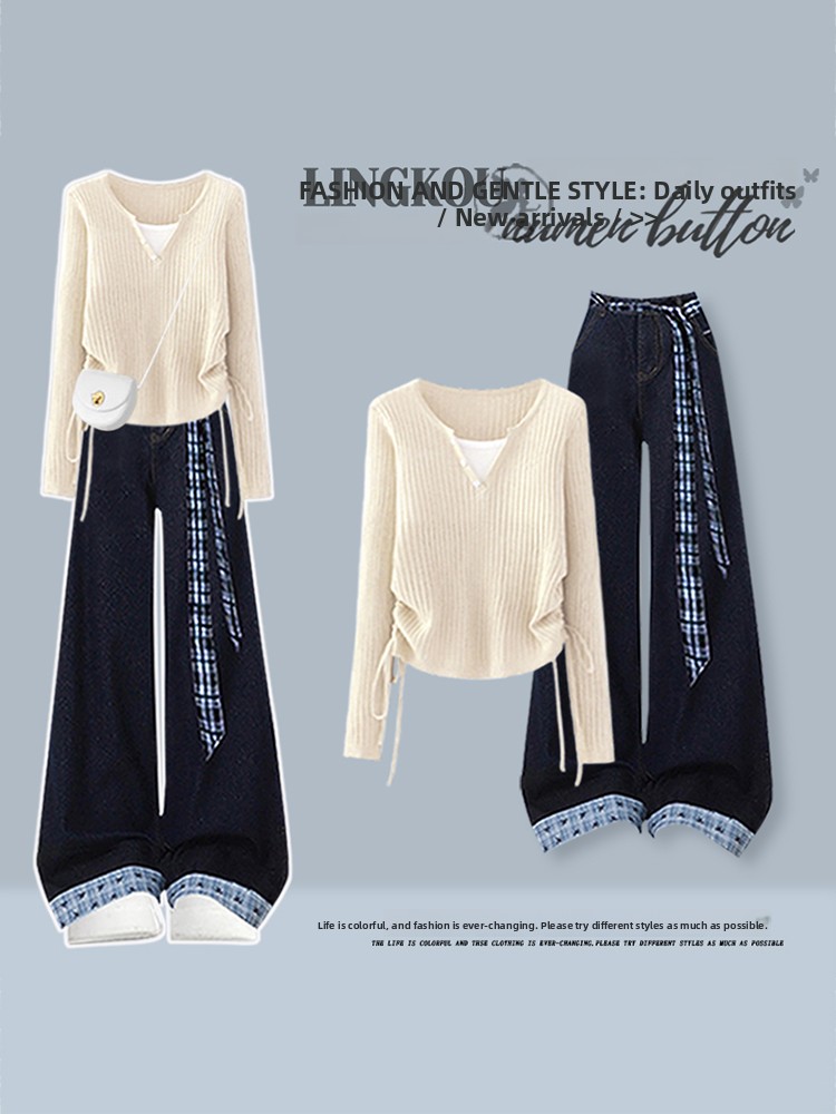 Korean Style High Waist Knitte - огляд і ціна Women Fashion Jeans Top