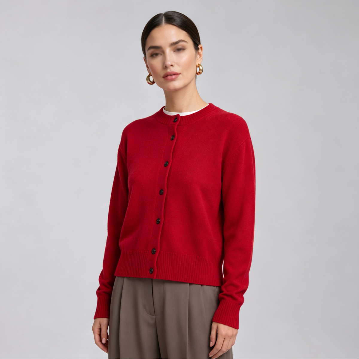 IG Women Red Crew Neck Knit Ca - огляд і ціна Ribbed Knit Sweater