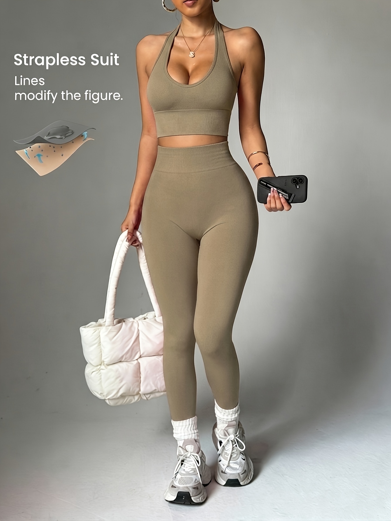 2pcs Solid Color Fashionable V - огляд і ціна High Waist Leggings