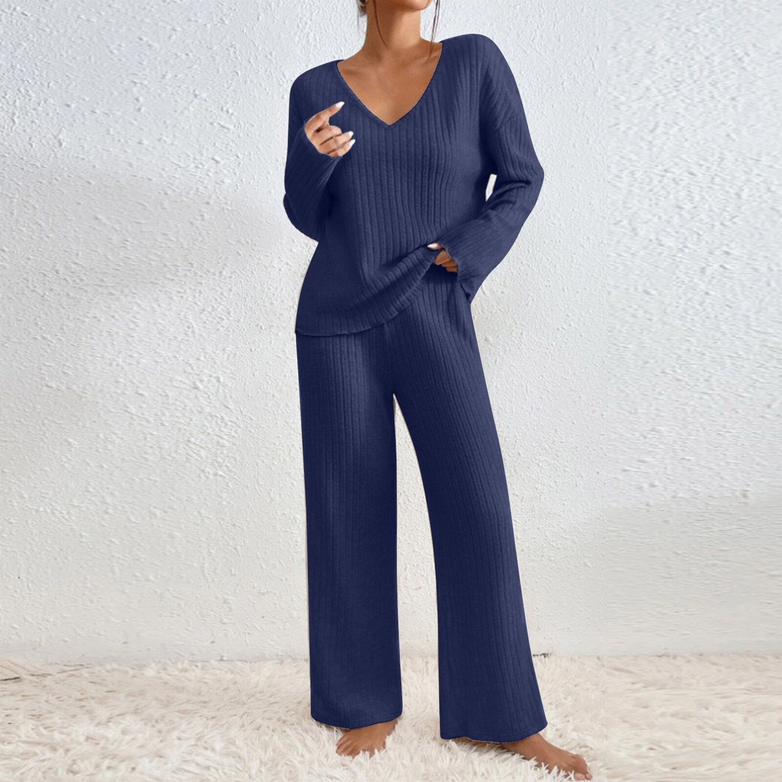 Women's Autumn V Neck Loose Fi - огляд і ціна Ribbed Knit Sweater