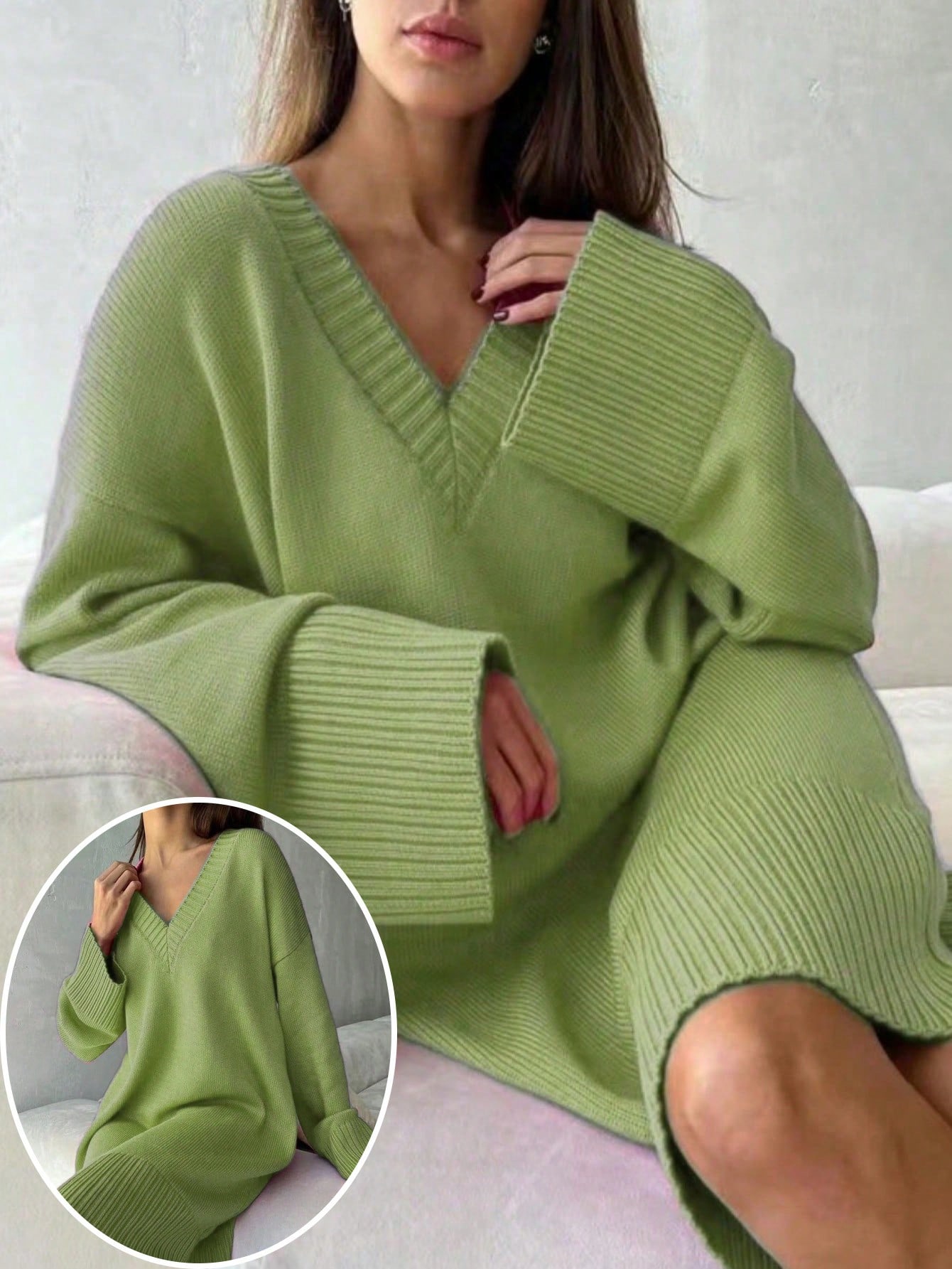 Plus Size Women Solid Color Sw - огляд і ціна Ribbed Knit Sweater